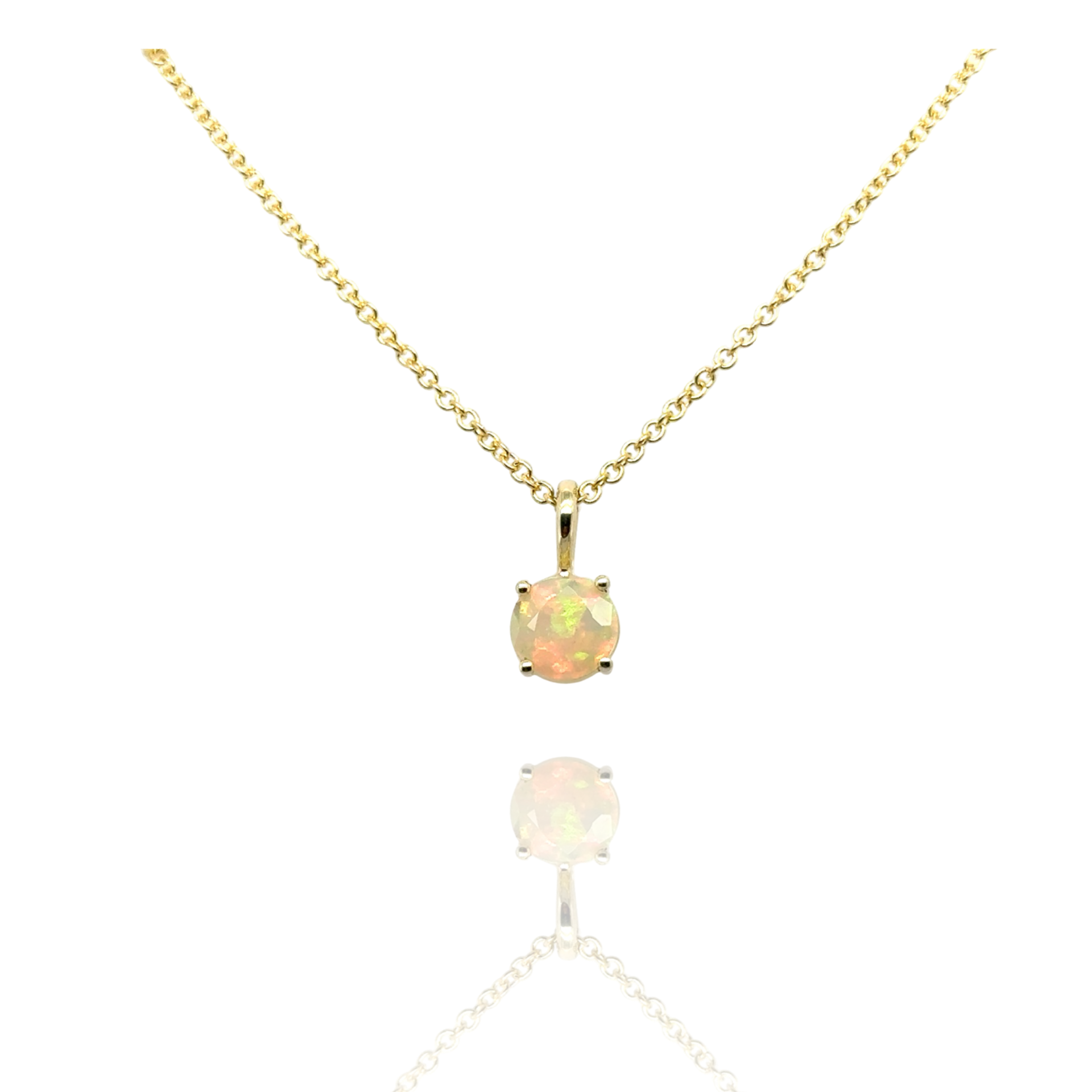 Ronde opaal hanger aan ketting