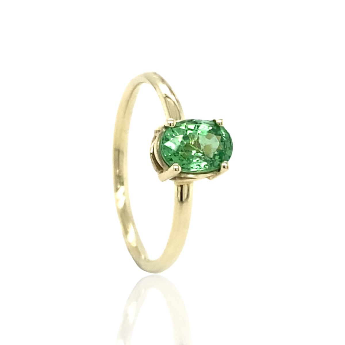 Stapelbare Tsavolith 14k geelgouden ring