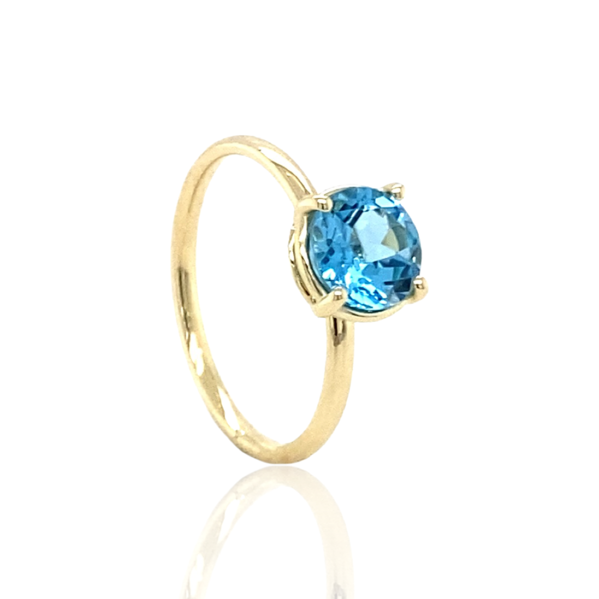 Stapelbare Swiss Blue Topaz 14k geelgouden ring