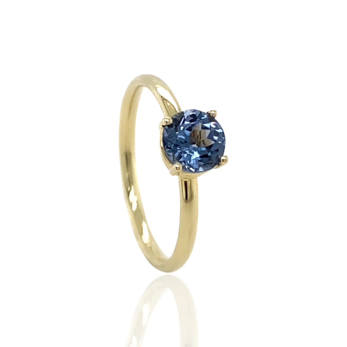 Stapelbare blauwe spinel 14k geelgouden ring