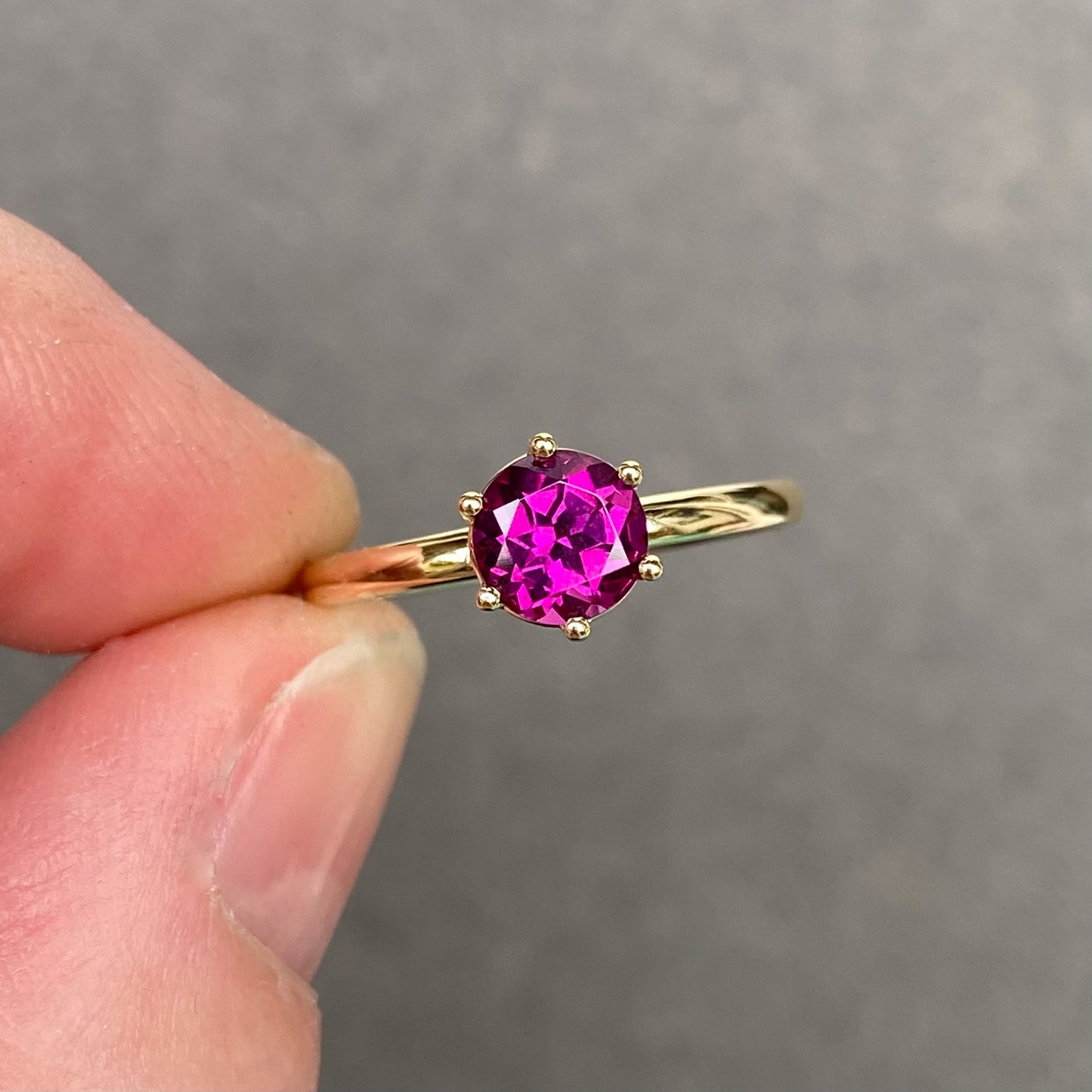 Stackable ring Rhodolite Garnet Birthstone January