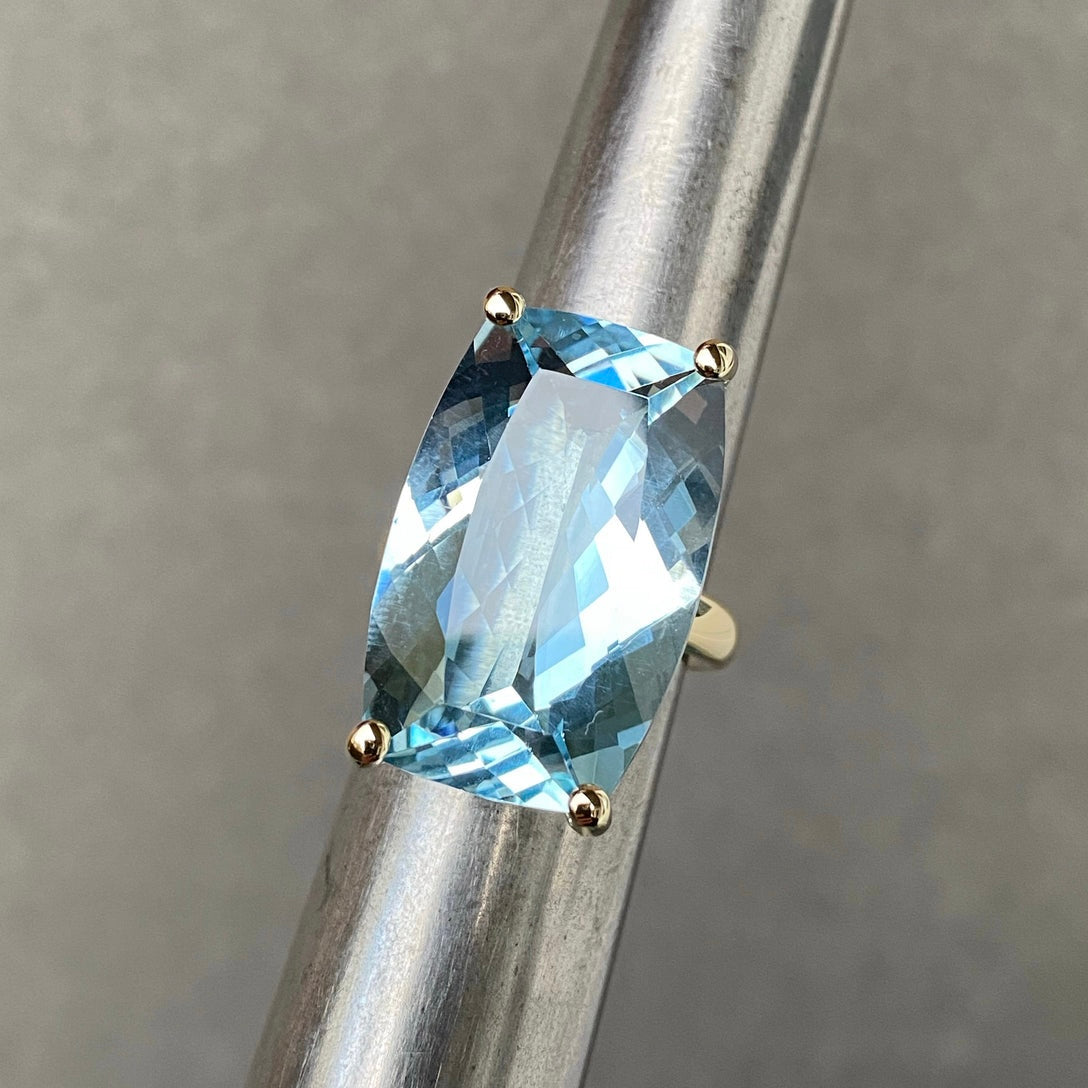 Super solitaire ring set with a sky blue topaz