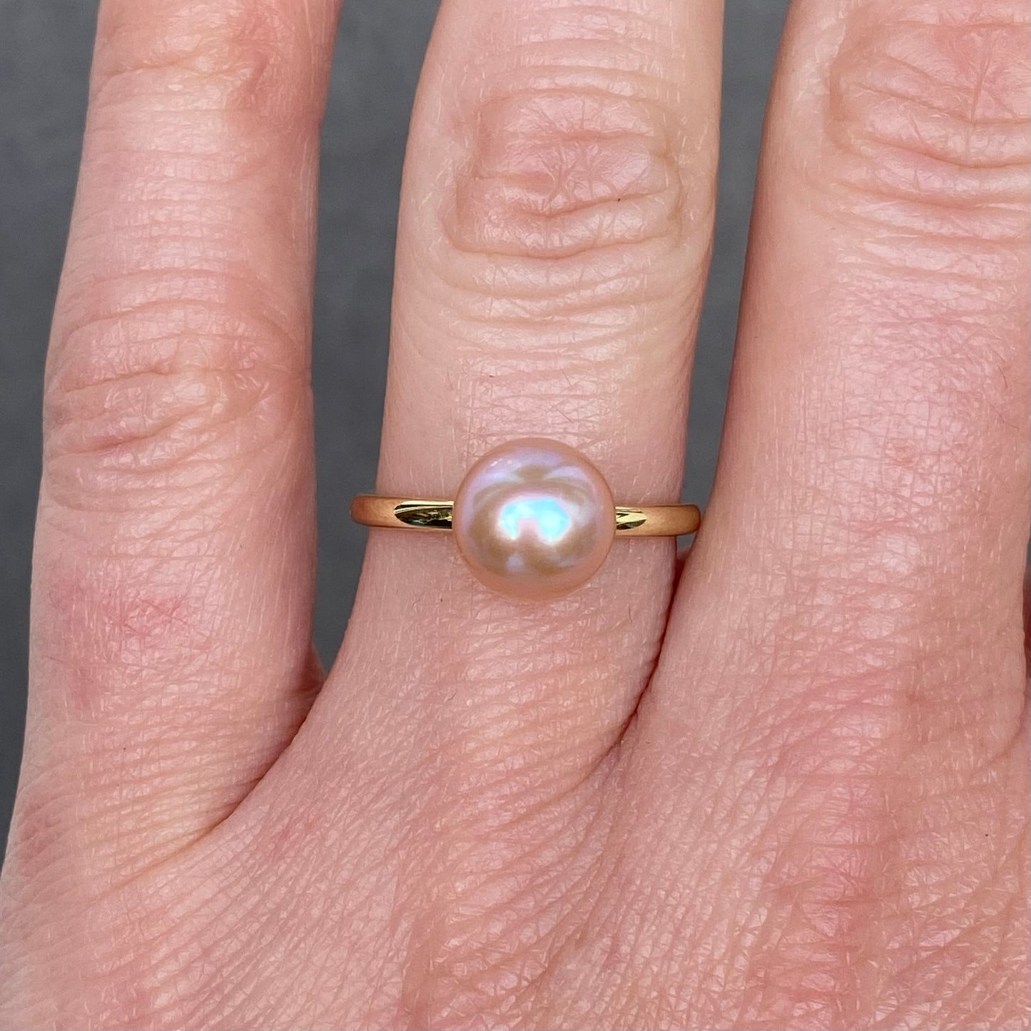 Stackable pink pearl ring Birthstone June