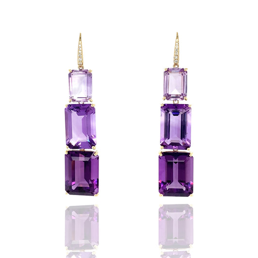 Stackable amethyst earrings "Lavender garden"