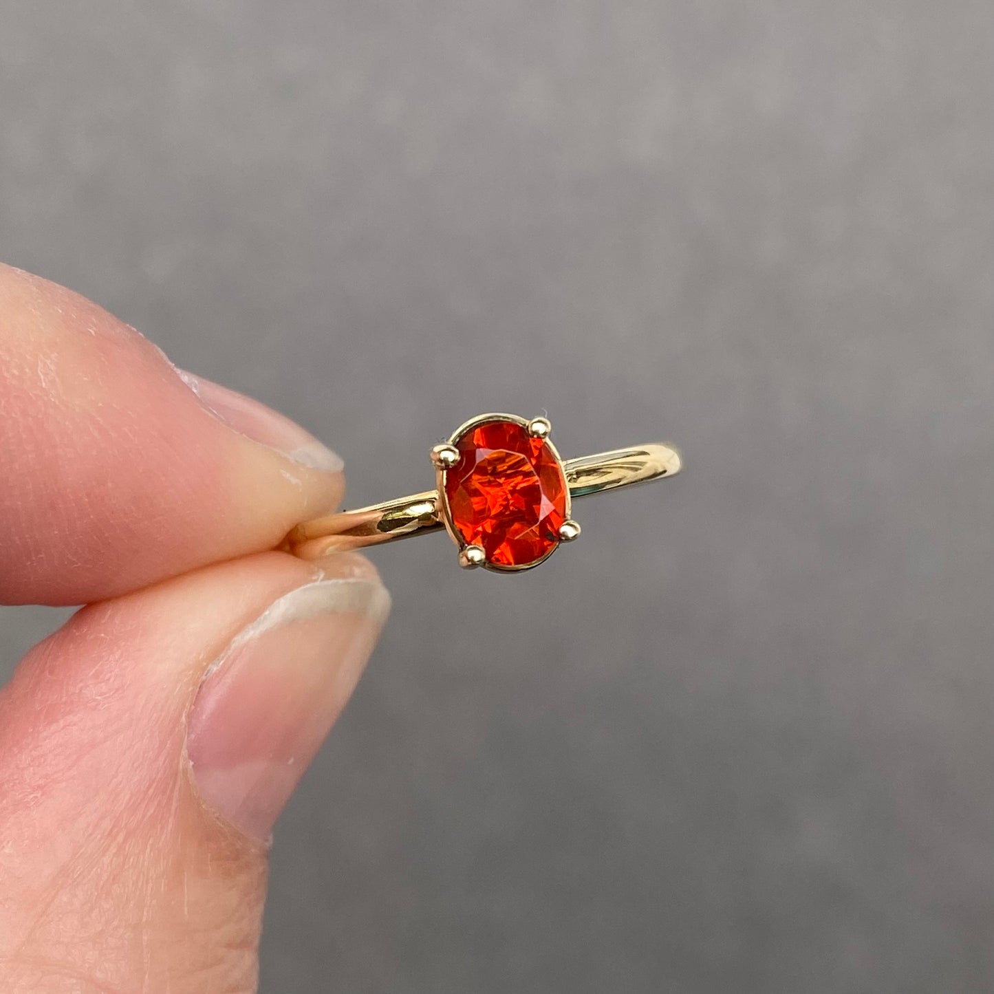 Stackable Fire Opal ring Birthstone October