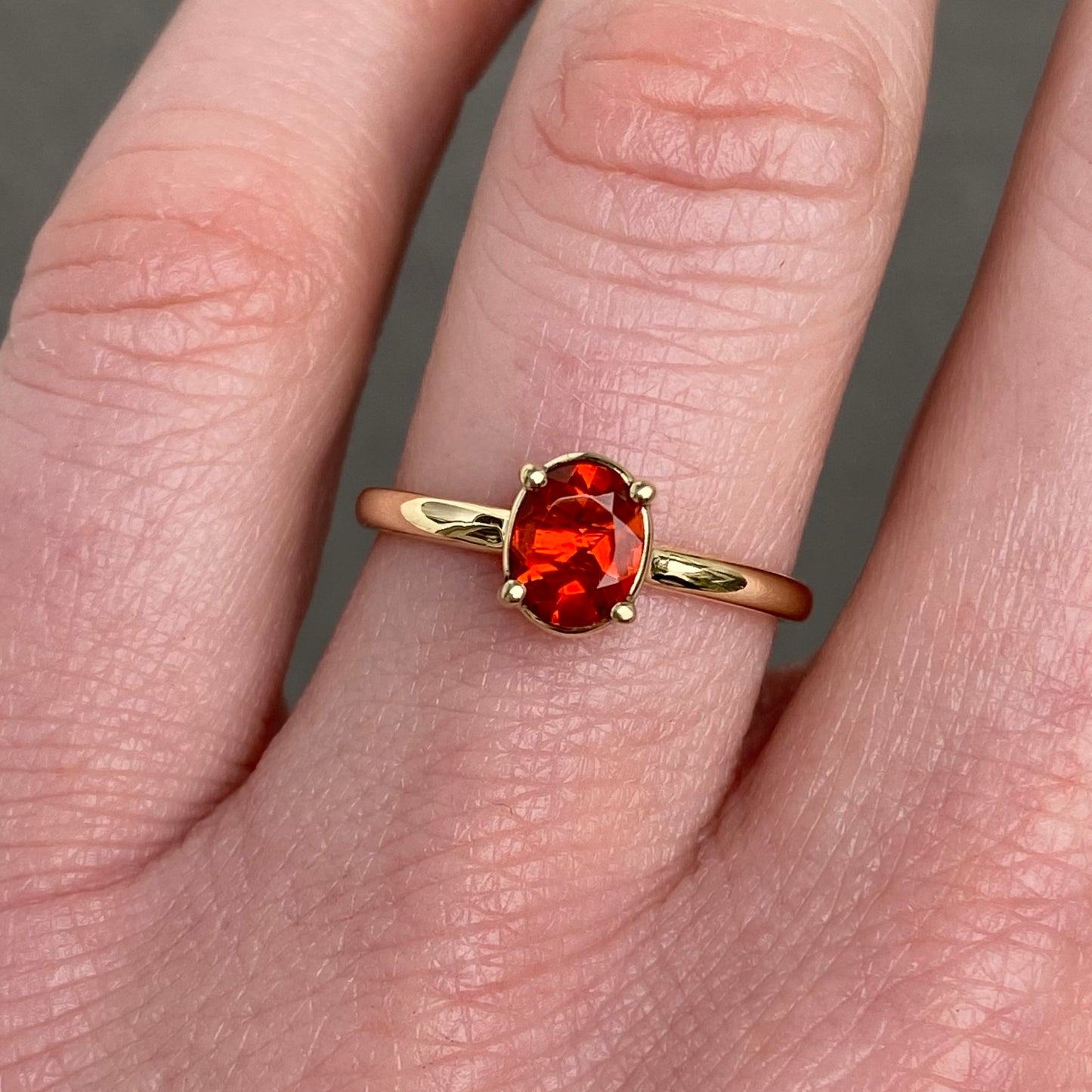 Stackable Fire Opal ring Birthstone October