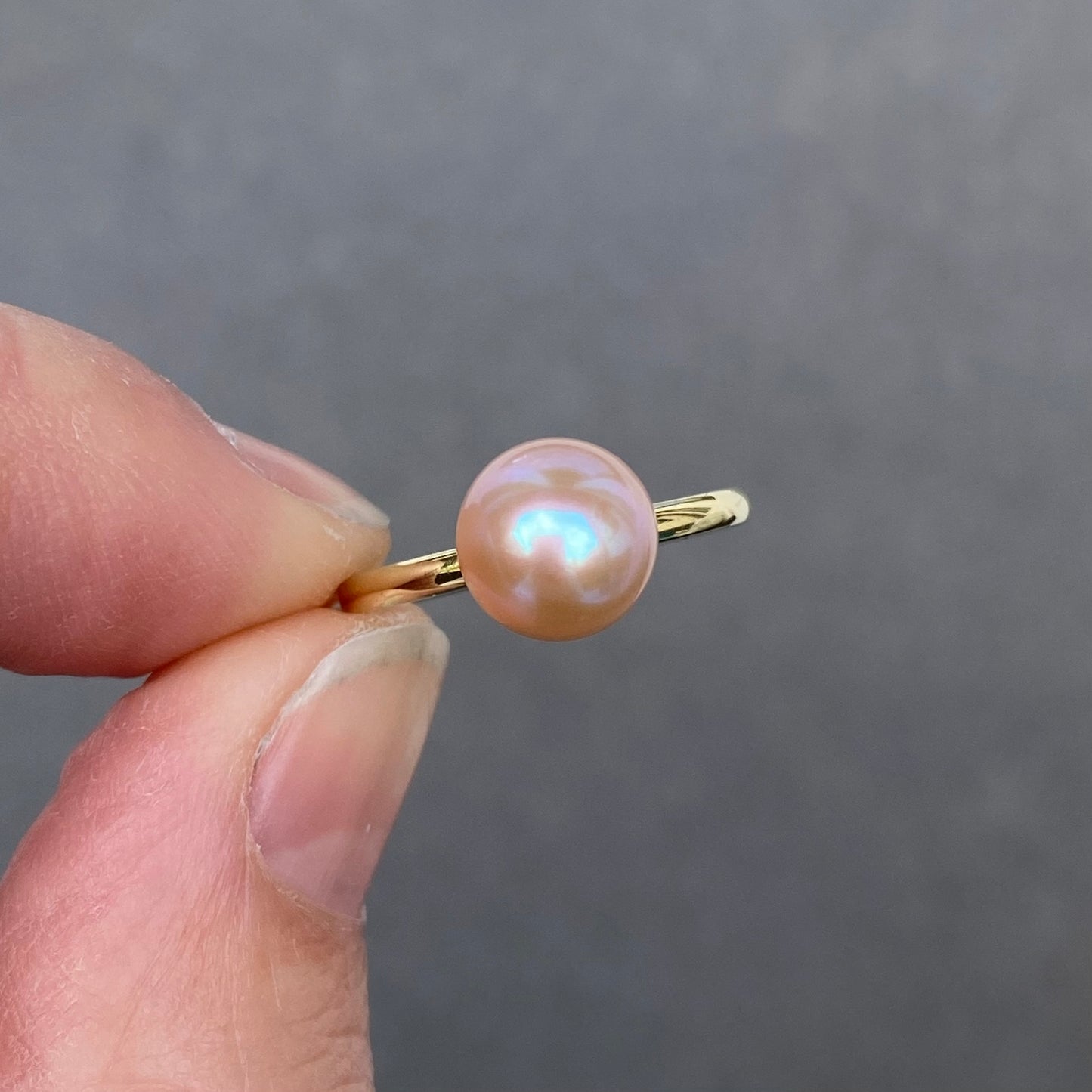 Stackable pink pearl ring Birthstone June