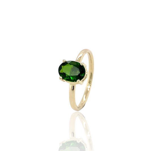 chrome diopside gold ring