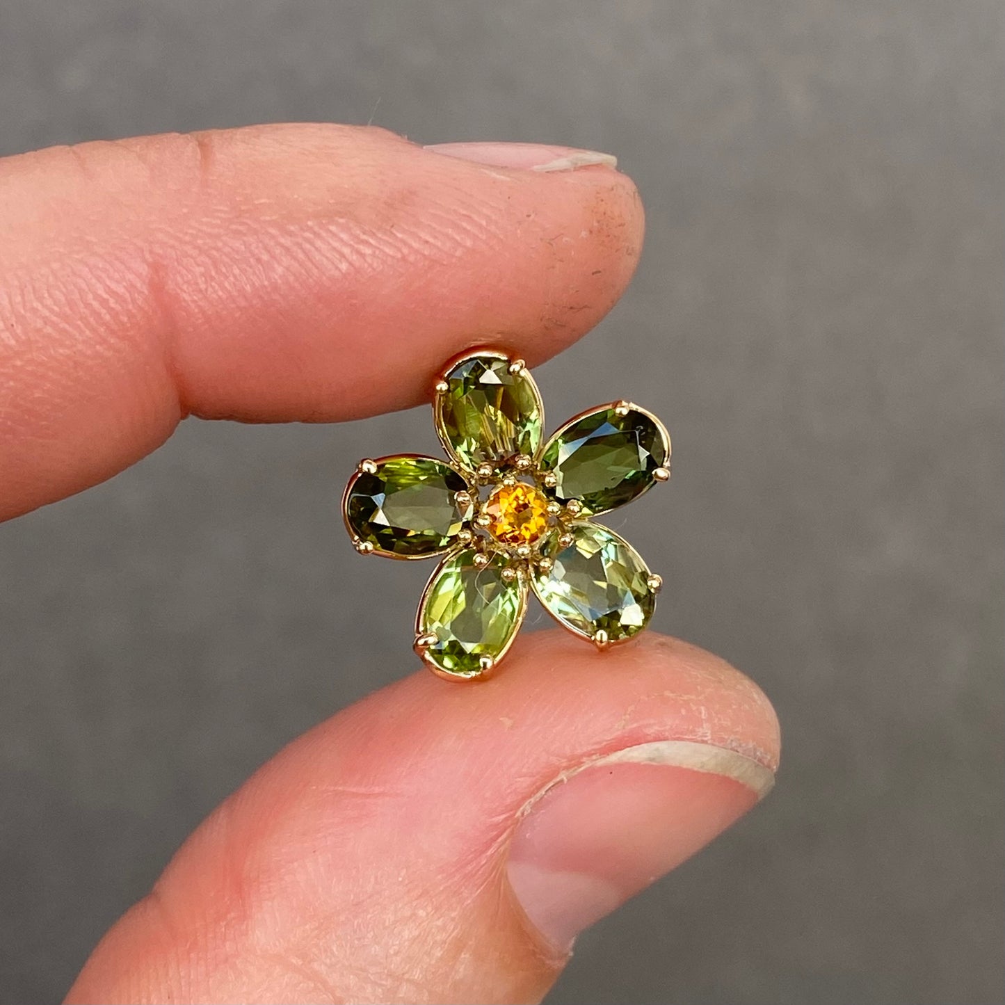 Flower pendant Tourmaline &amp; Citrine