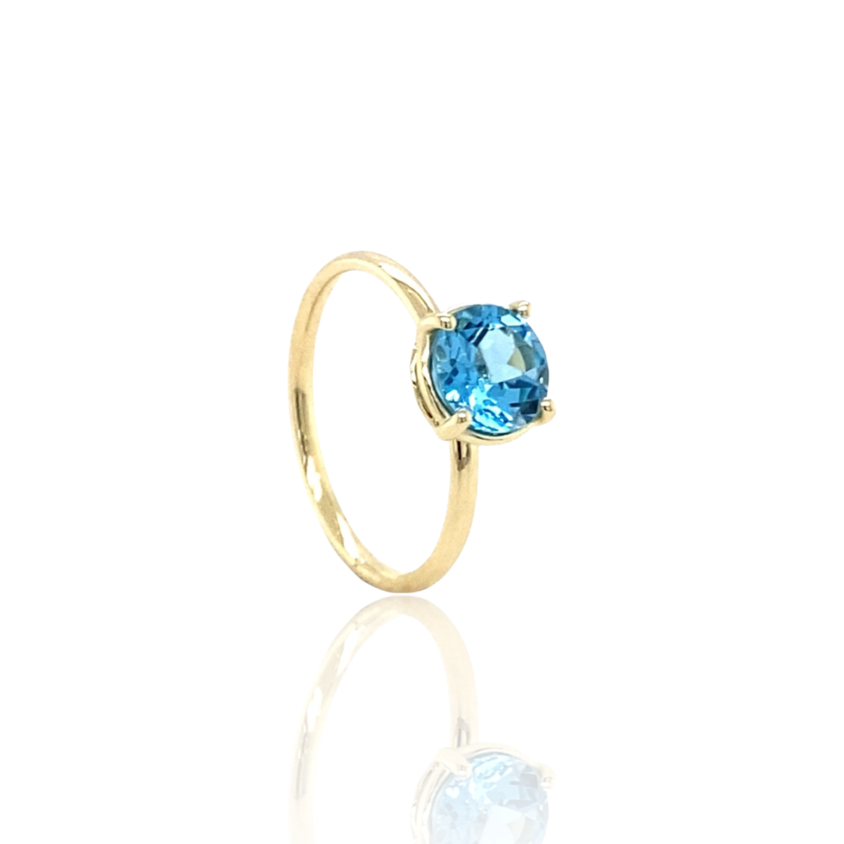 Stapelbare Swiss Blue Topaz 14k geelgouden ring 