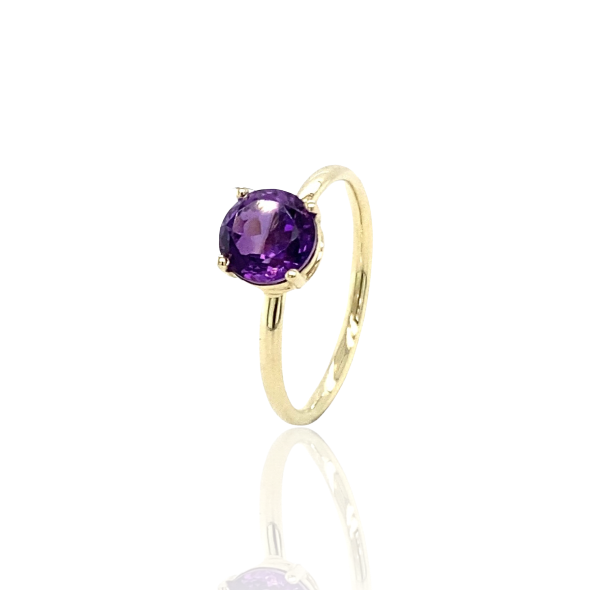 Stackable Amethyst ring in 14k yellow gold