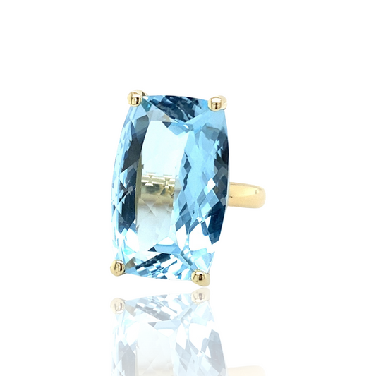 Super solitaire ring set with a sky blue topaz