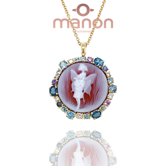 Round Flower Fairy Cameo Pendant