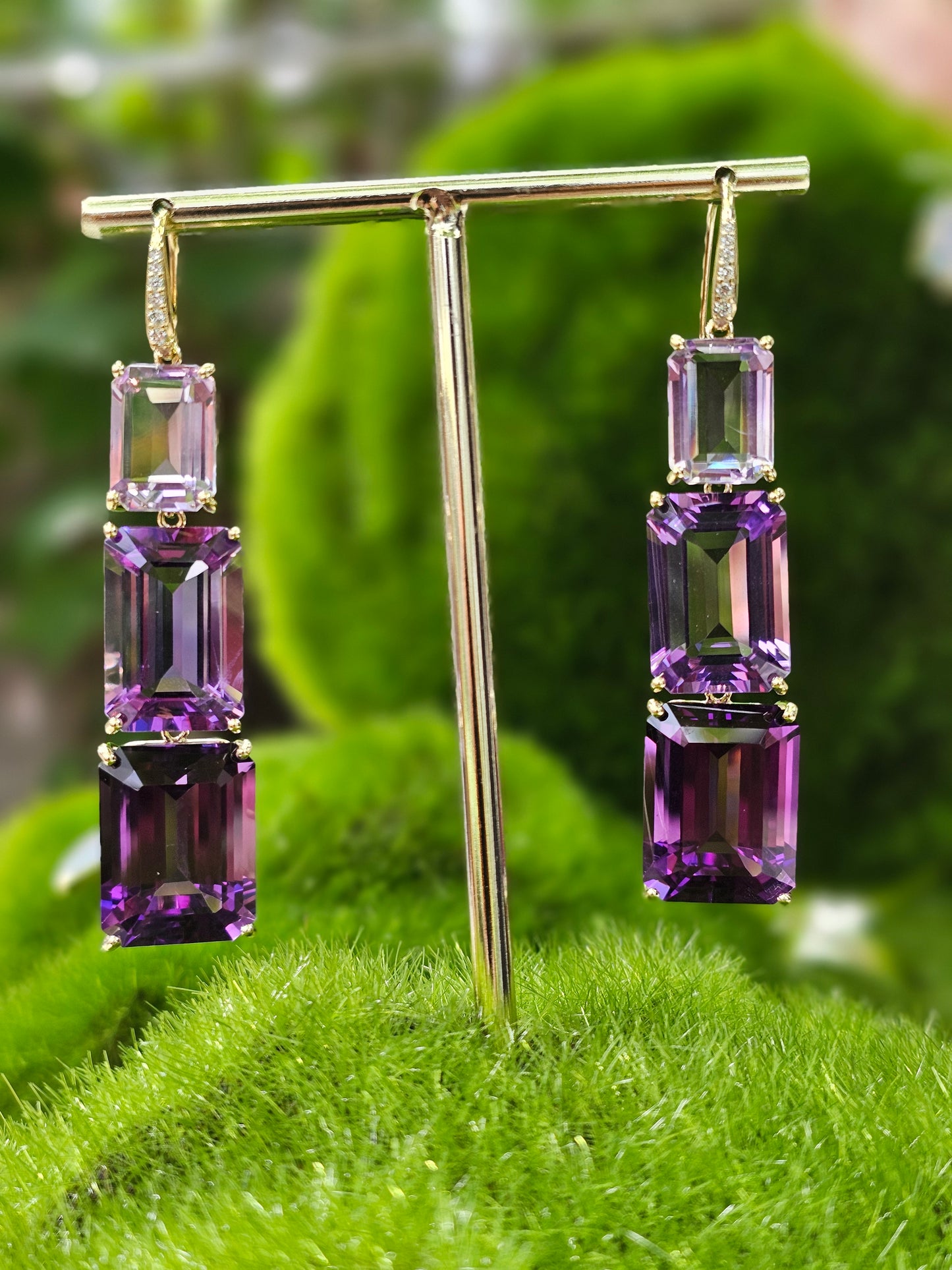 Stackable amethyst earrings "Lavender garden"