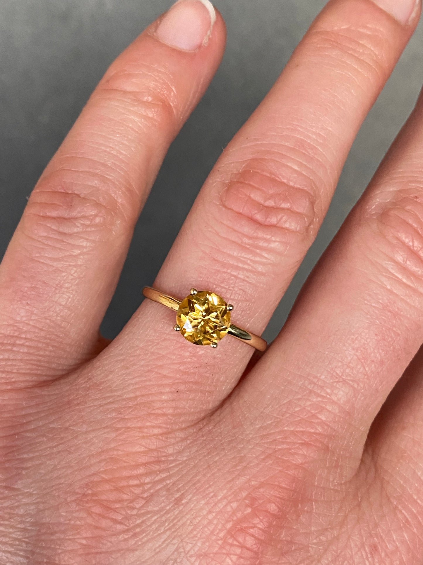 Stackable Citrine 14k yellow gold ring