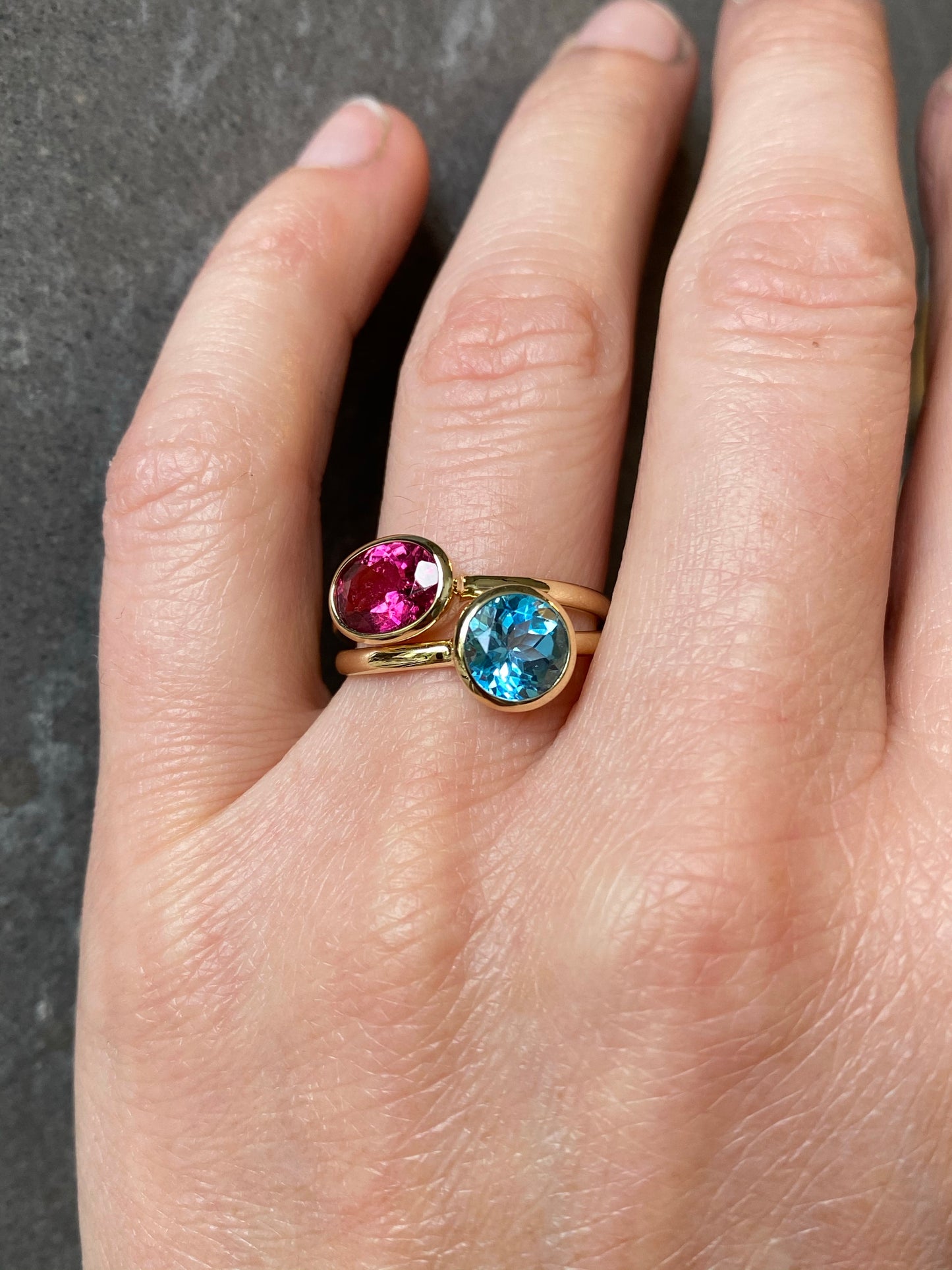 14k yellow gold ring set with a Pink Tourmaline