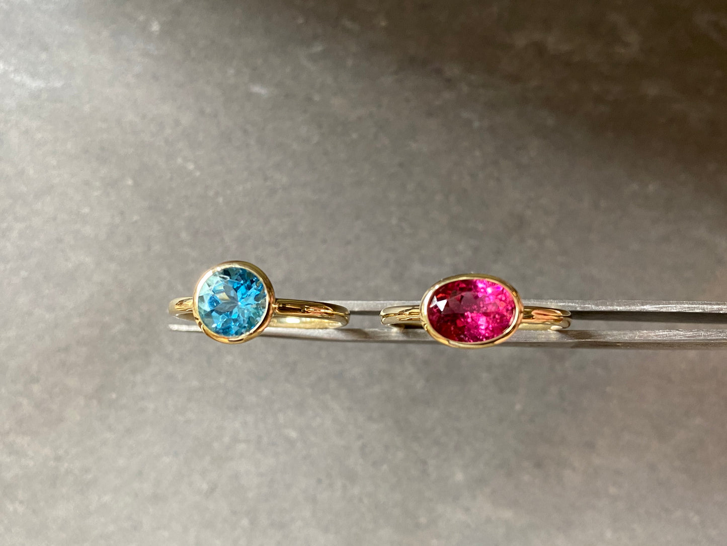 14k yellow gold ring set with a Pink Tourmaline