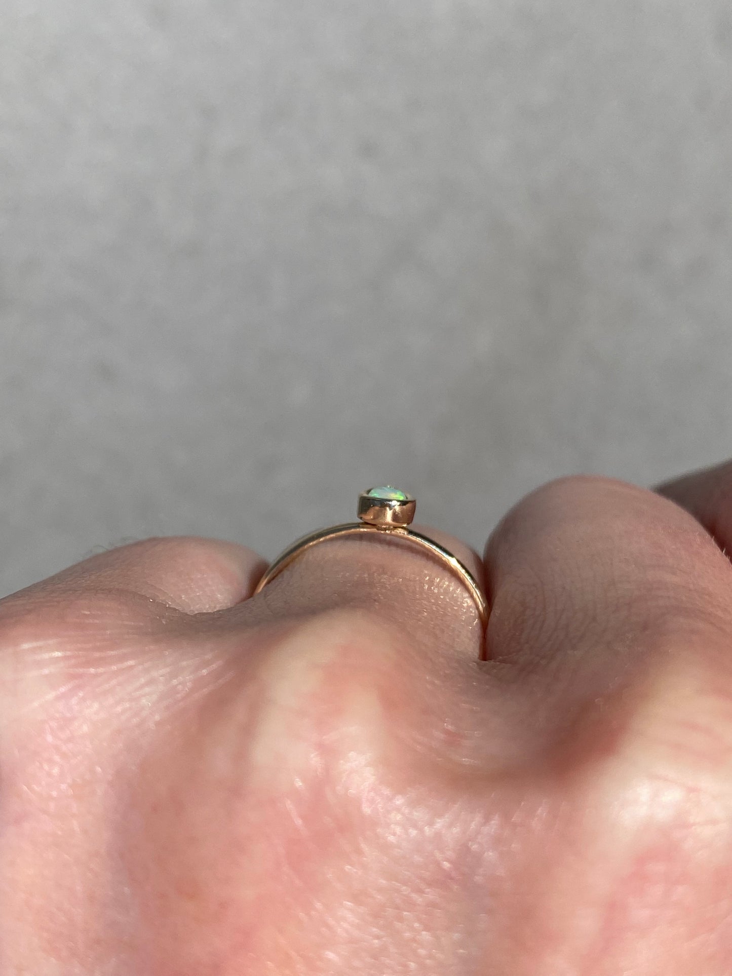 Small drop Opal in 14k yellow gold ring