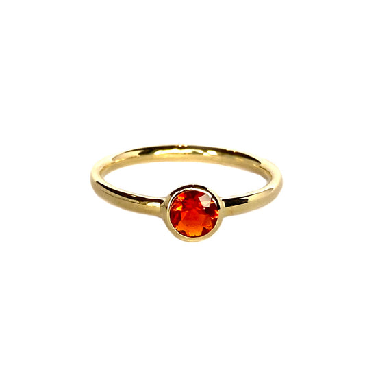 14k yellow gold ring set with a fire opal