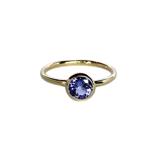 14k yellow gold ring set with a Tanzanite