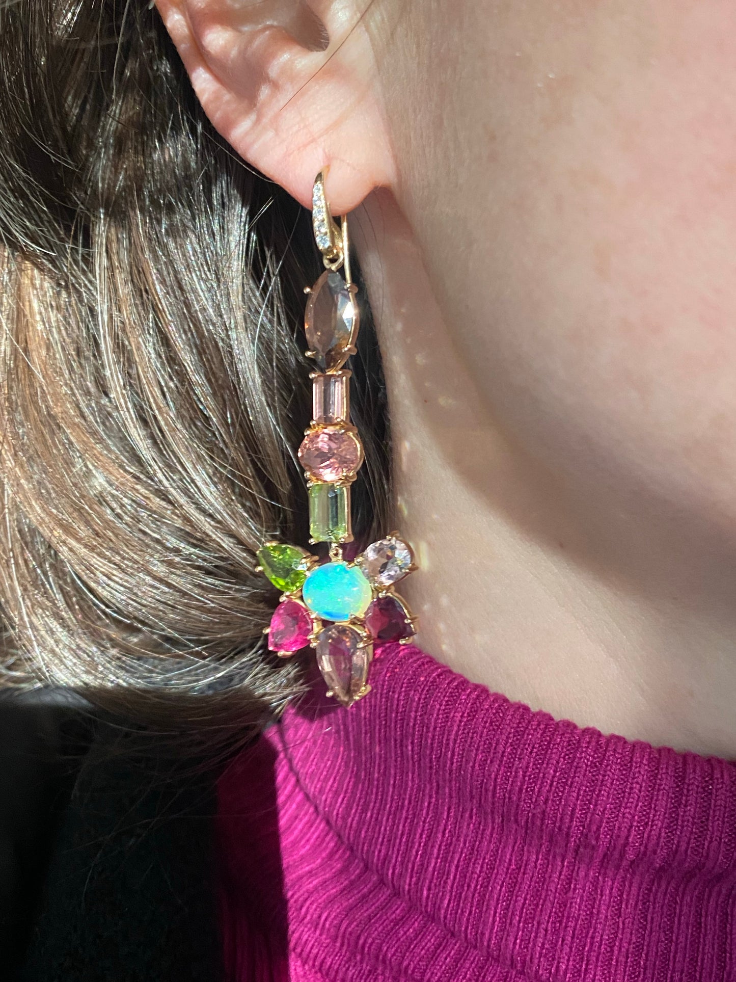 Unique multi gemstone earrings