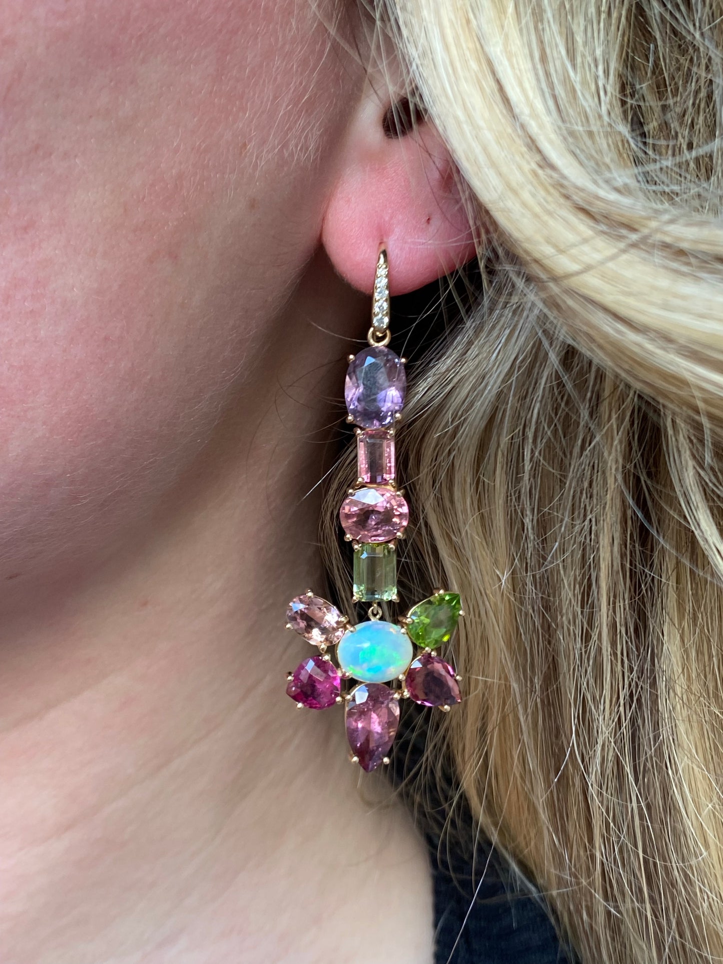 Unique multi gemstone earrings