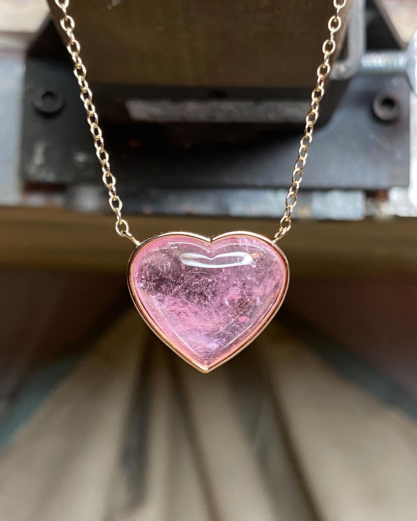Tourmaline heart pendant, one of a kind, in rosegold